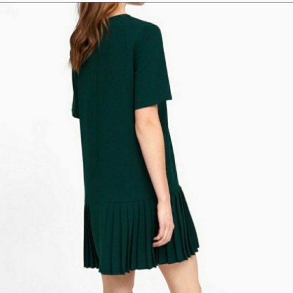Zara Dark Green Pleated Dress - Picture 3 of 13